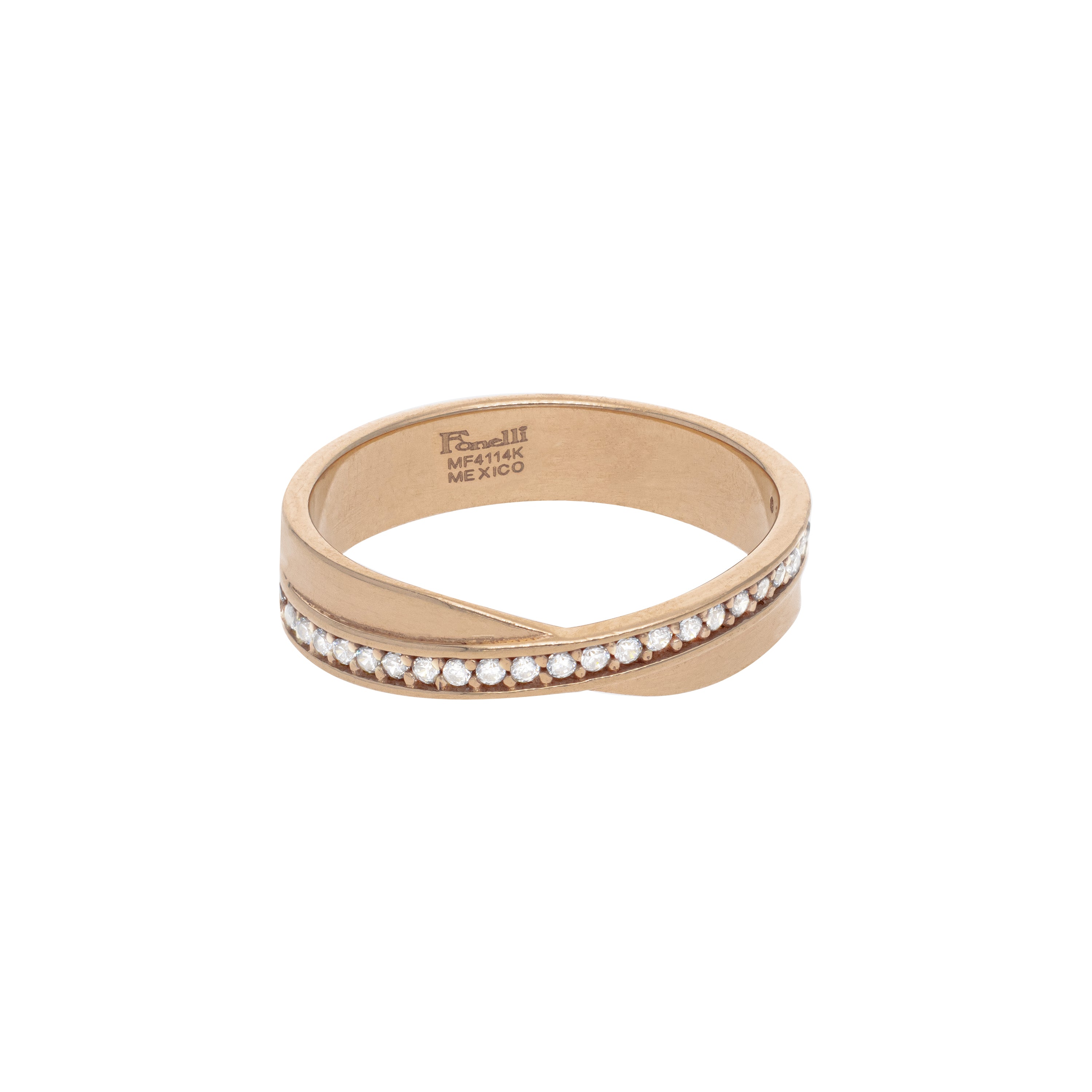 Argolla Cruzada Oro Rosa con Zirconia 14k