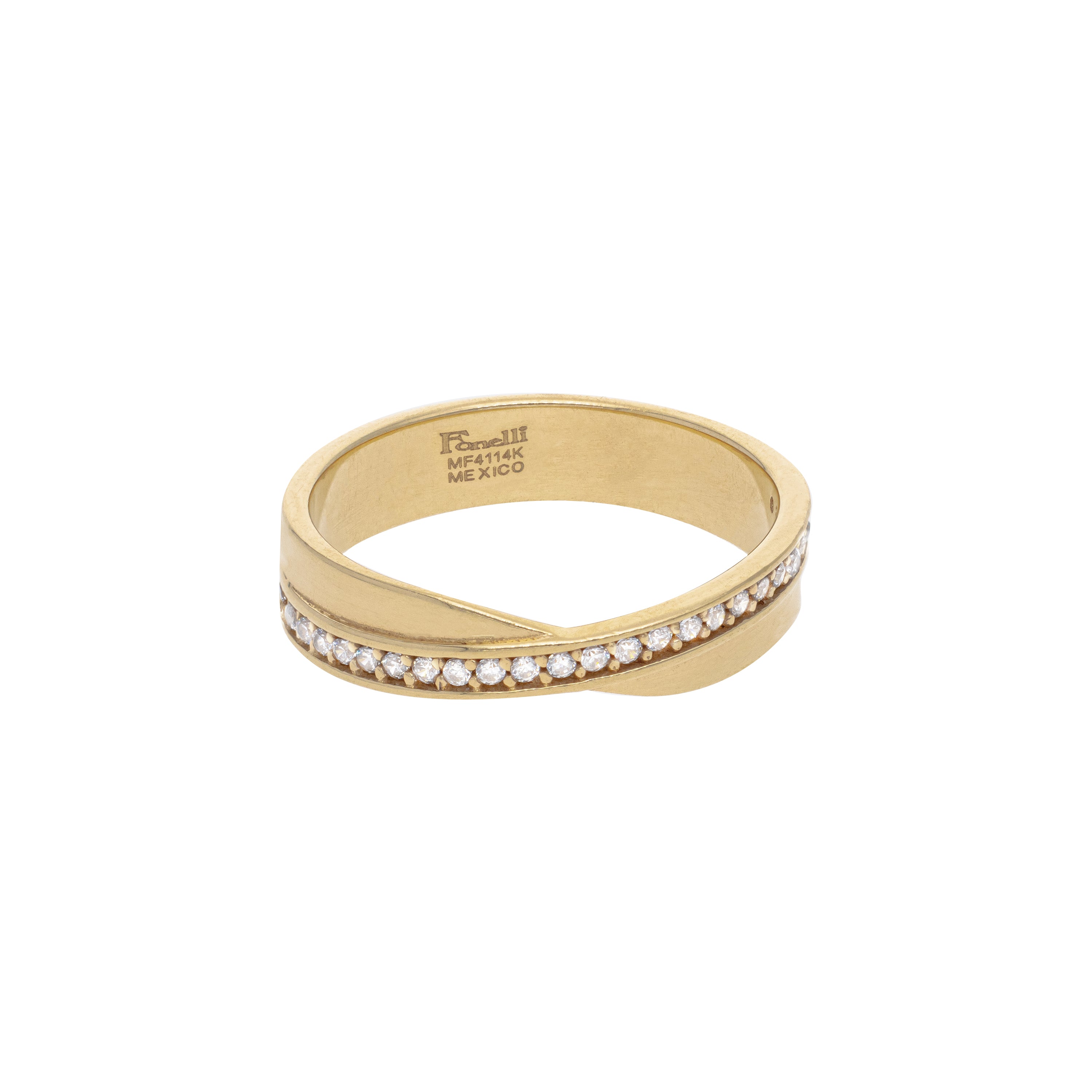 Argolla Cruzada Oro Amarillo con Zirconia 10k