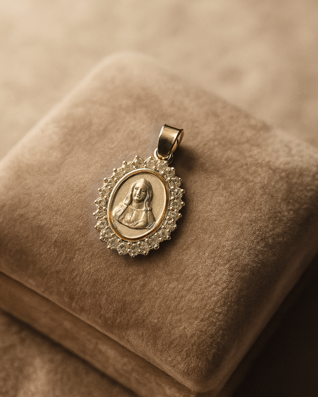 Medalla Virgen Zirconia Ovalada